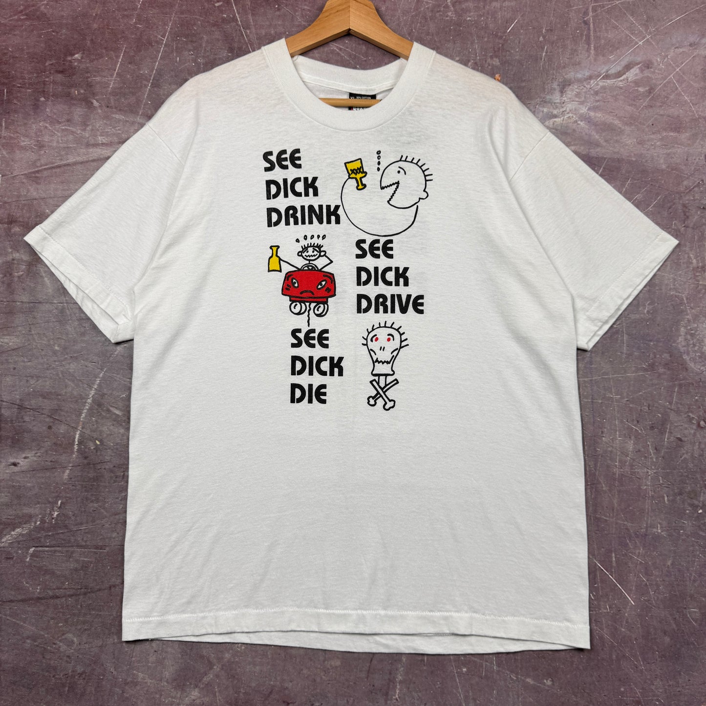 90s White Dick Drunk Driving Shirt 3633