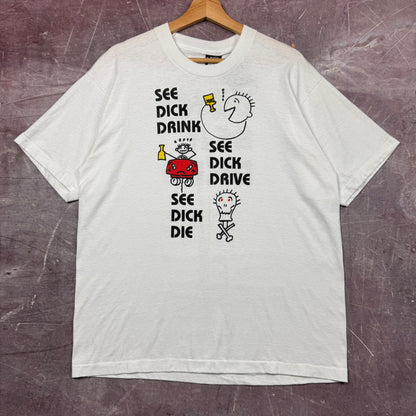 90s White Dick Drunk Driving Shirt 3633