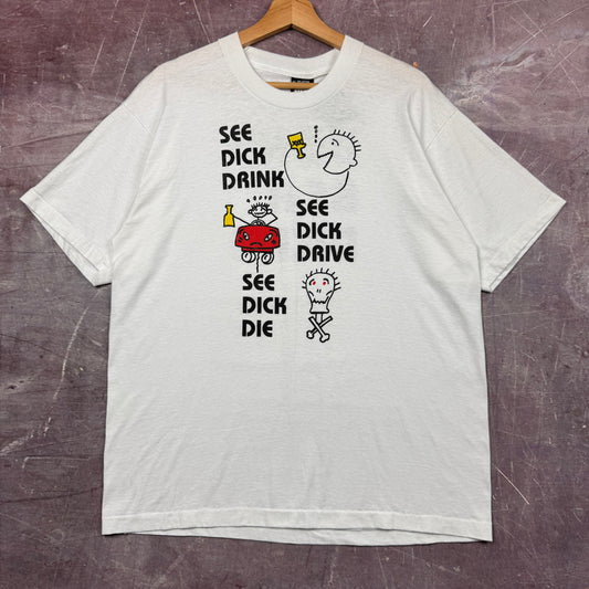 90s White Dick Drunk Driving Shirt 3633