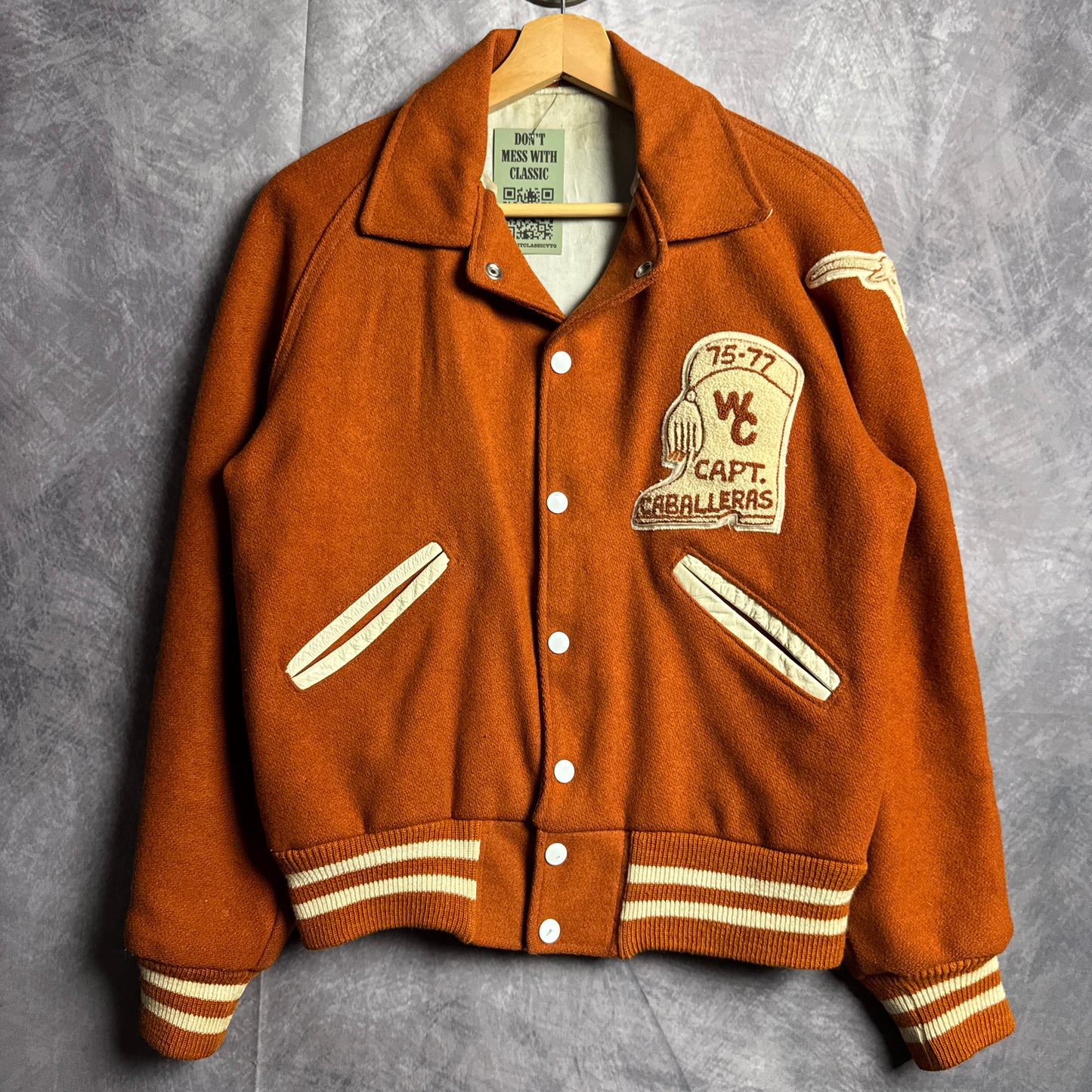 70s Orange Texas Longhorns Caballeras Varsity Jacket 4462
