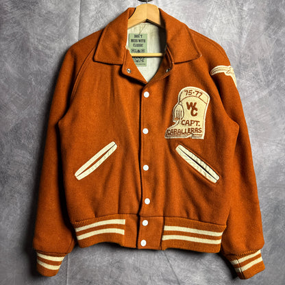 70s Orange Texas Longhorns Caballeras Varsity Jacket 4462