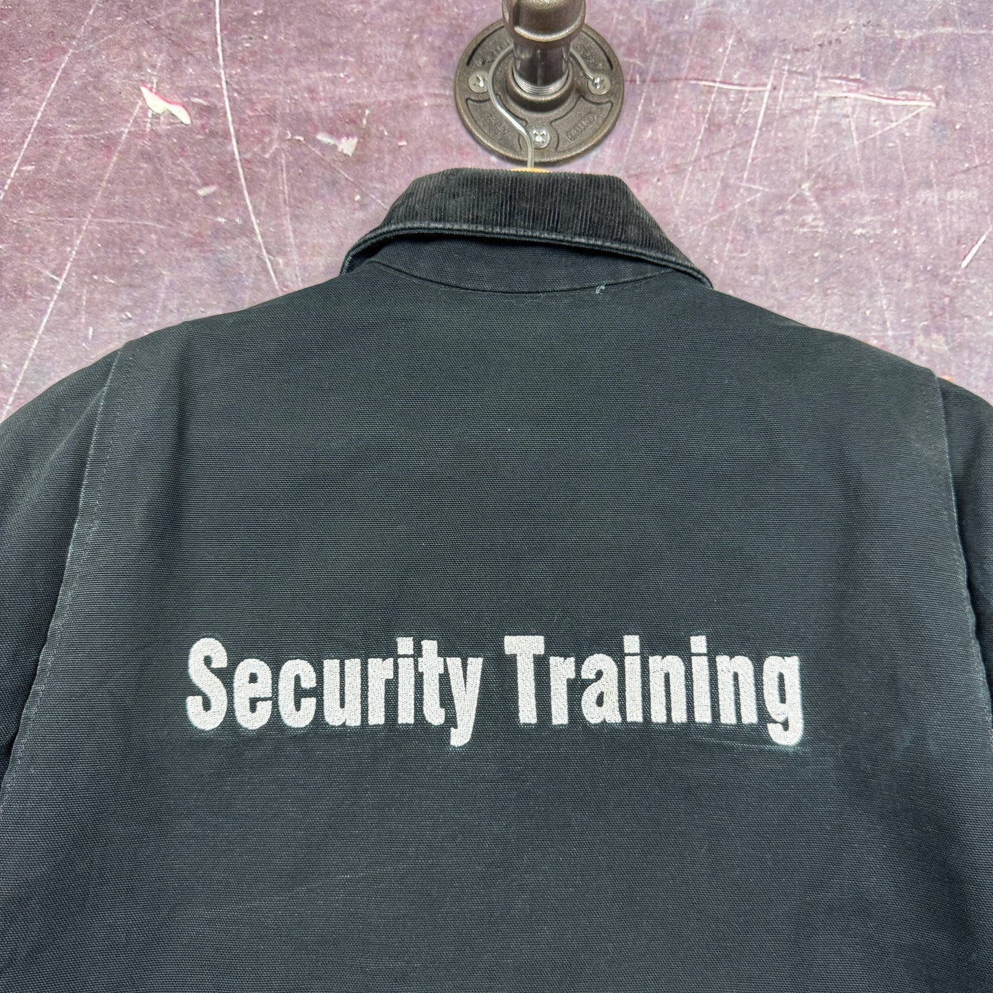 90s Black Carhartt Security Embroidered Detroit Work Jacket M 2378
