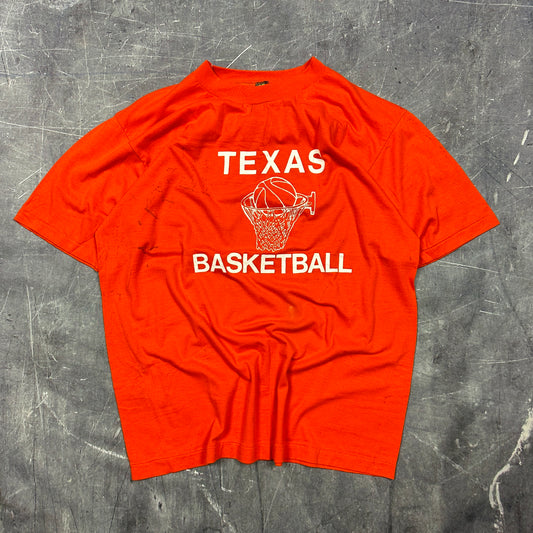 80s University OF Texas Longhorns Basketball Converse Graphic Shirt L