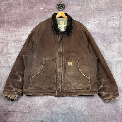 Early 00s Mocha Brown Carhartt Cropped Arctic Work Jacket XXL 2384