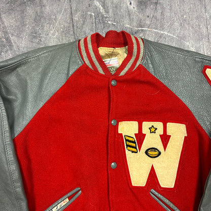 50s Red Gray Speedline W Varsity Letterman Jacket L N61