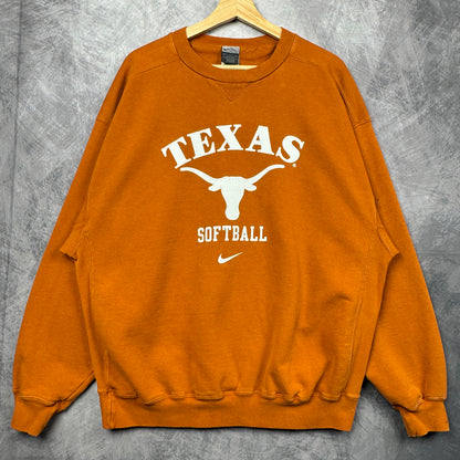 00s Orange Texas Longhorns Softball Nike Team Issue Crewneck Sweatshirt 4396