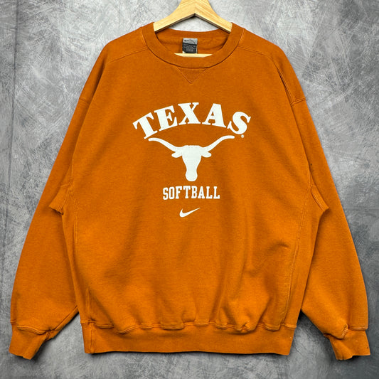 00s Orange Texas Longhorns Softball Nike Team Issue Crewneck Sweatshirt 4396