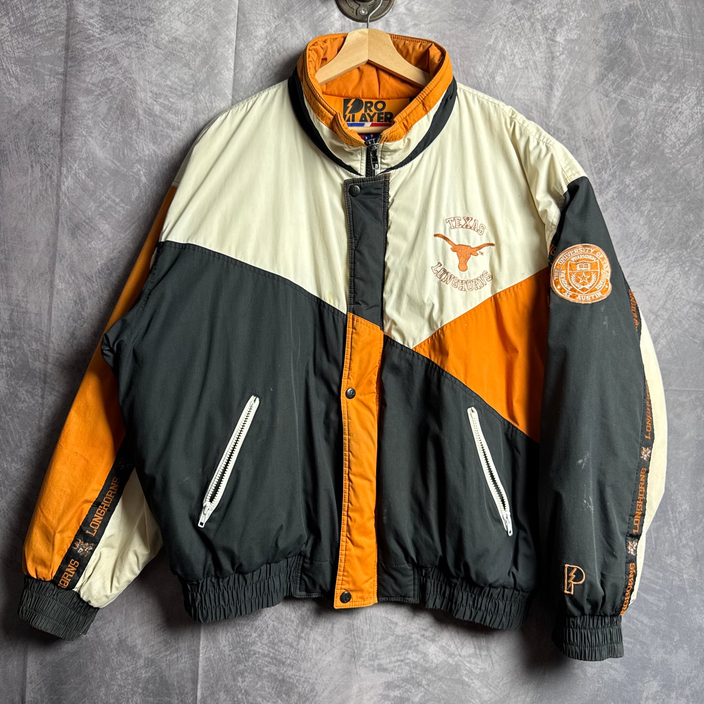 90s Multi Color Texas Longhorns Pro Player Puffer Jacket 4453