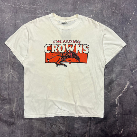 1998 White The Amazings Crowns Fireball Graphic Shirt L AO98