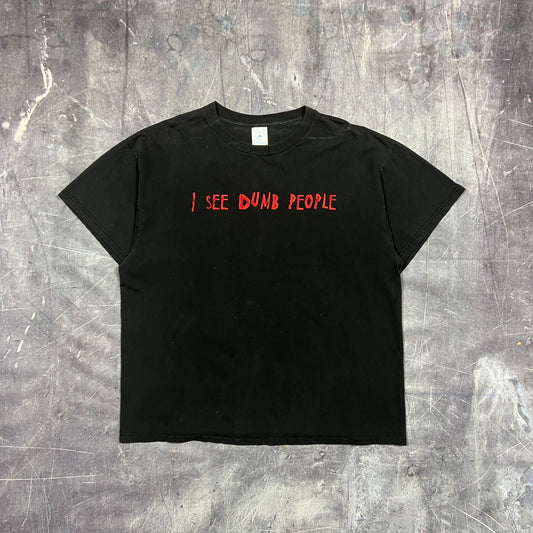 90s Black Text "I See Dumb People" Quote Shirt XL AT61