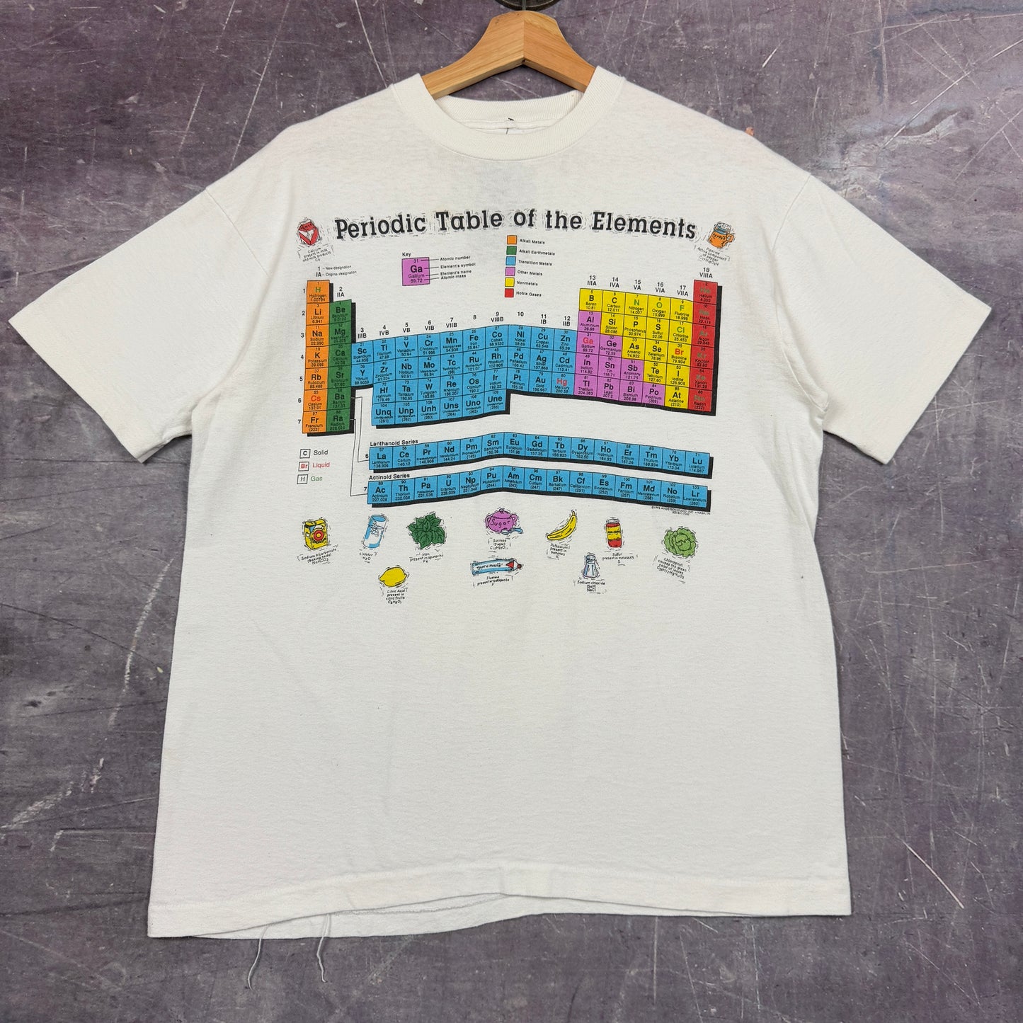 90s White Periodic Table Of The Elements Graphic Shirt L 1031