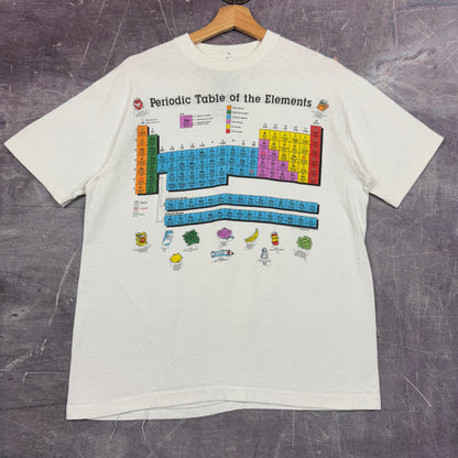 90s White Periodic Table Of The Elements Graphic Shirt L 1031