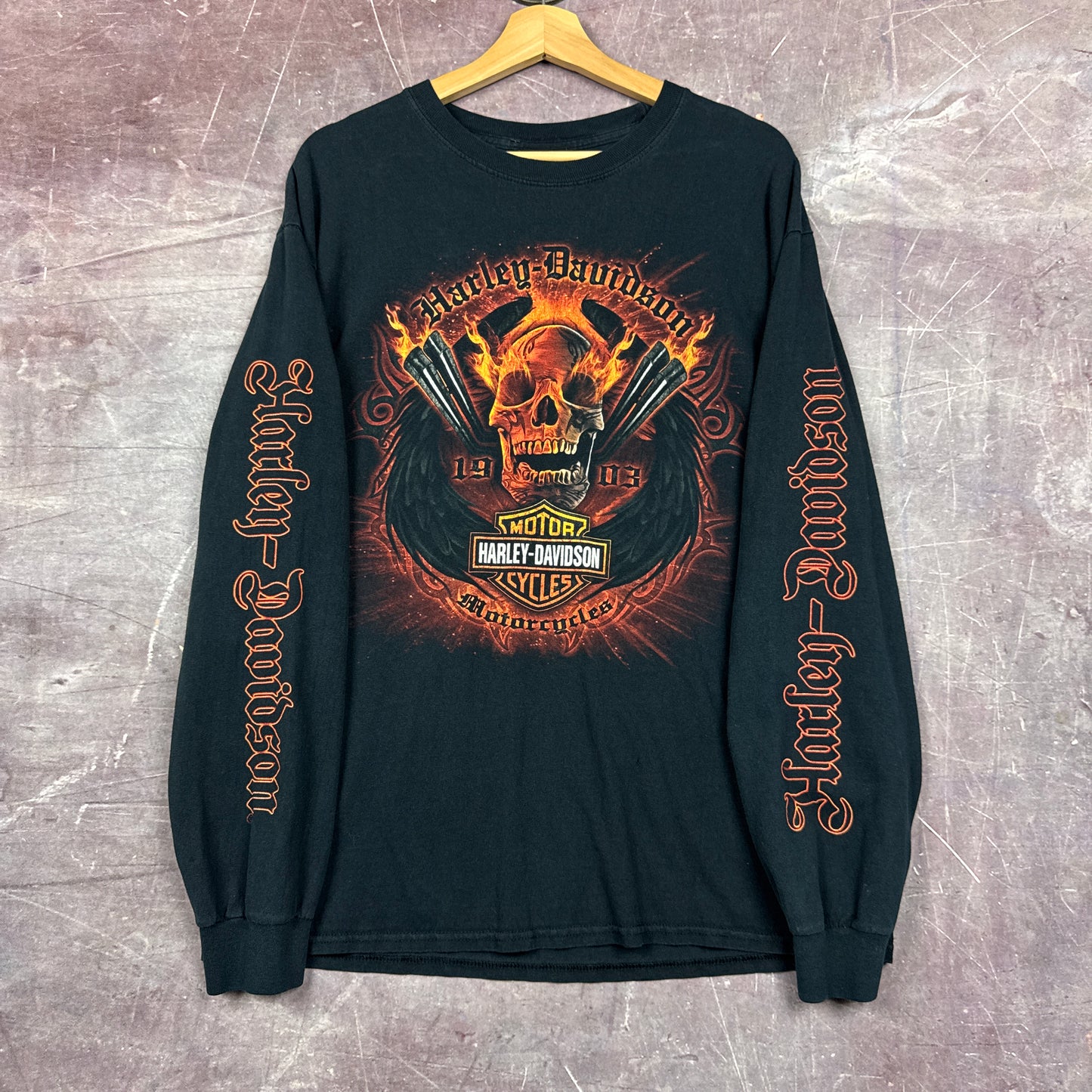 00s Black Harley Davidson Long Sleeve Shirt 3170