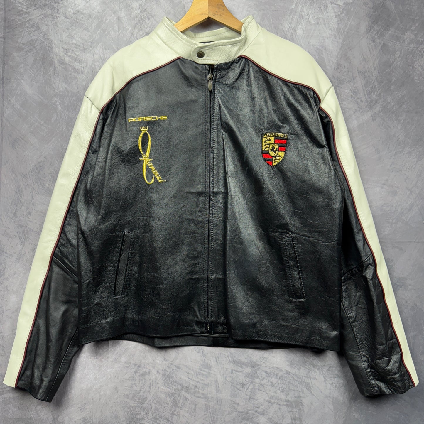 90s Black Porsche Leather Jacket 4031