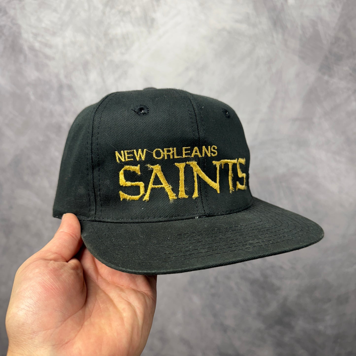 90s Black New Orleans Saints Snapback Hat 4304
