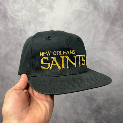 90s Black New Orleans Saints Snapback Hat 4304