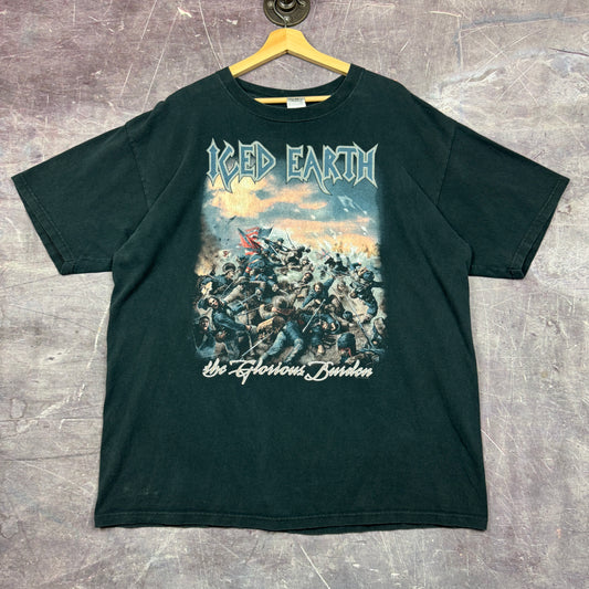 00s Black Iced Earth Band The Glorious Burden Graphic Shirt XL 0871