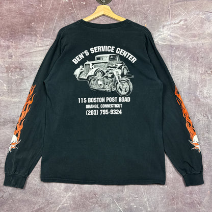 00s Black Ben's Motorcycle Flame Sleeve Shirt 3107