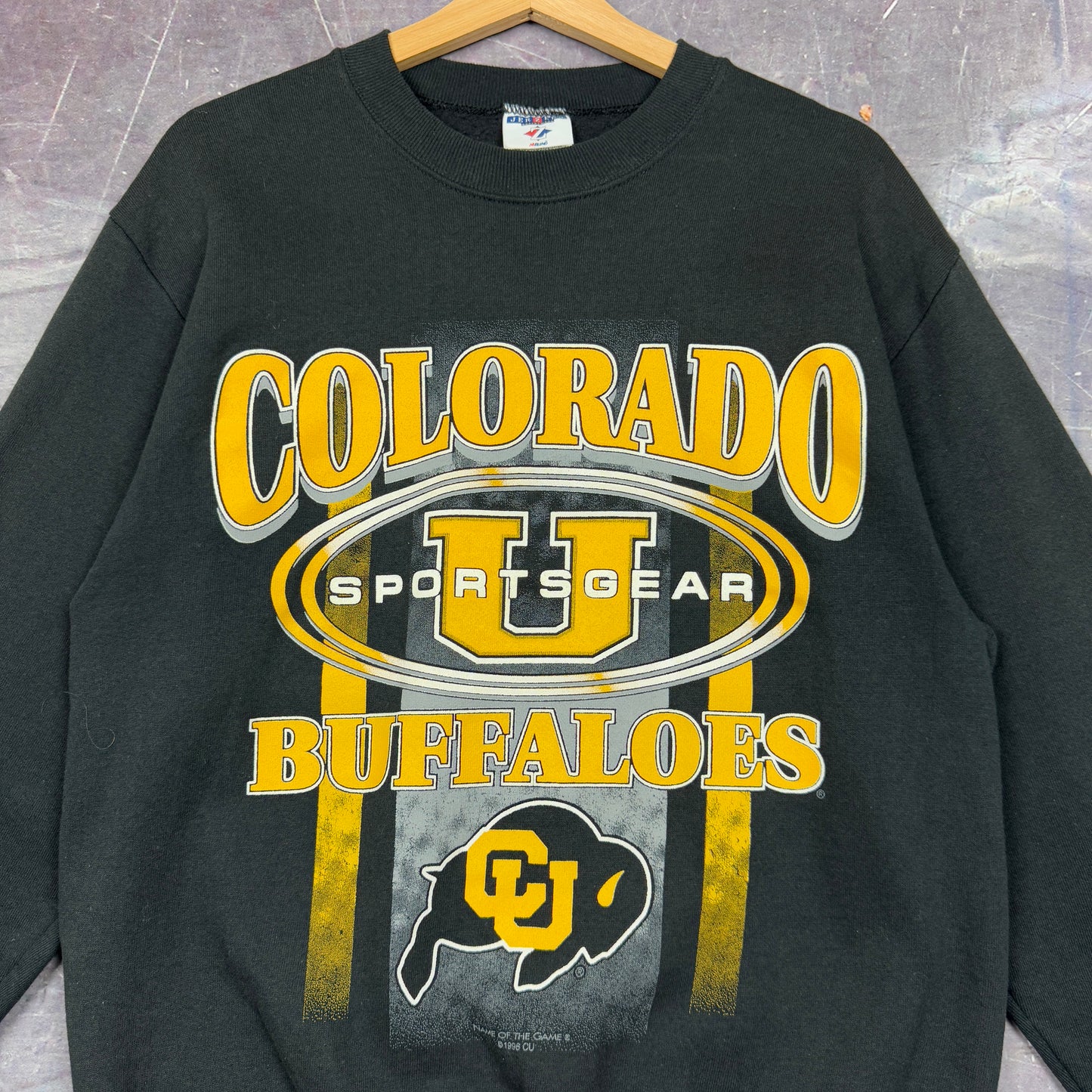 1996 Black Colorado Buffaloes Graphic Crewneck Sweatshirt M 1236