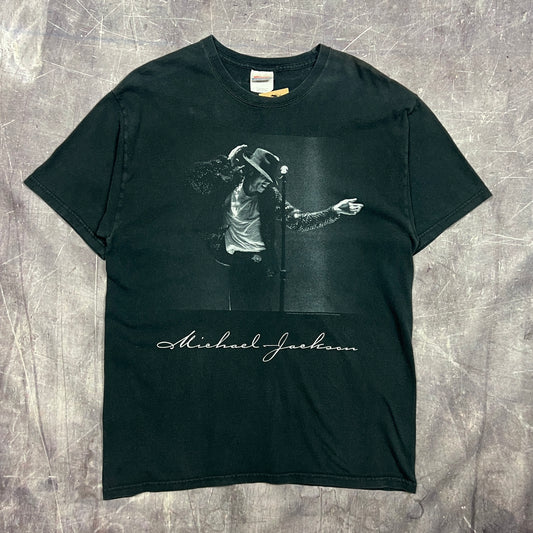 2009 Faded Black Michael Jackson Portrait Graphic Shirt L AF49