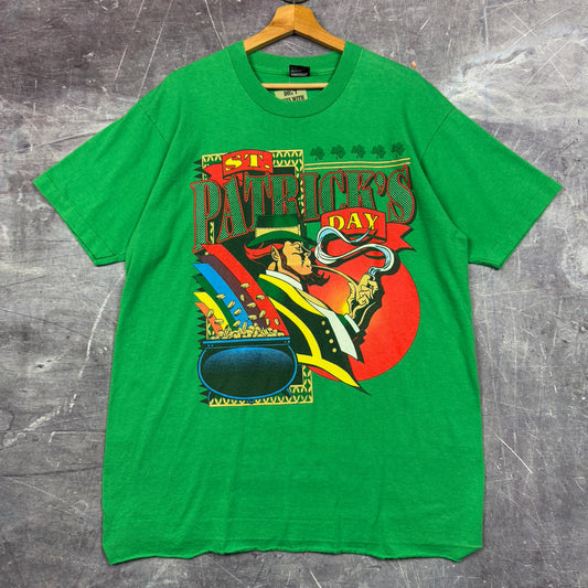 90s Green Leprechaun St. Patrick's Day Graphic Shirt L 0990