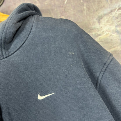 Early 00s Navy Blue Nike Mini Swoosh  Essential Logo Hoodie L 0010