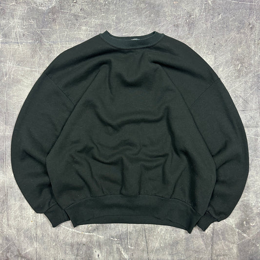 90s Black Jerzees Blank Essential Crewneck Sweasthirt L AA32