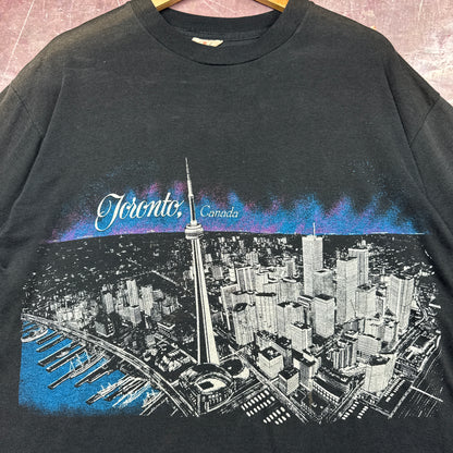 90s Black Toronto Canada Skyline Tee 3821