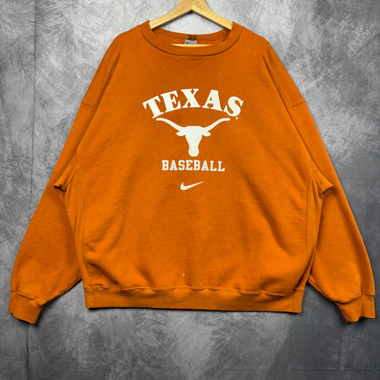 00s Orange Texas Longhorns Baseball Nike team Issue Crewneck Sweatshirt 4381