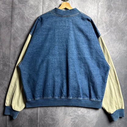 90s Blue Big 12 Conference Denim Varsity Jacket 4459