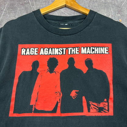 1999 Black Rage Against The Machine Graphic Shirt L 0864