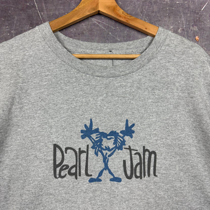 Early 00s Light Gray Pearl Jam Band Logo Graphic Shirt XL 1077