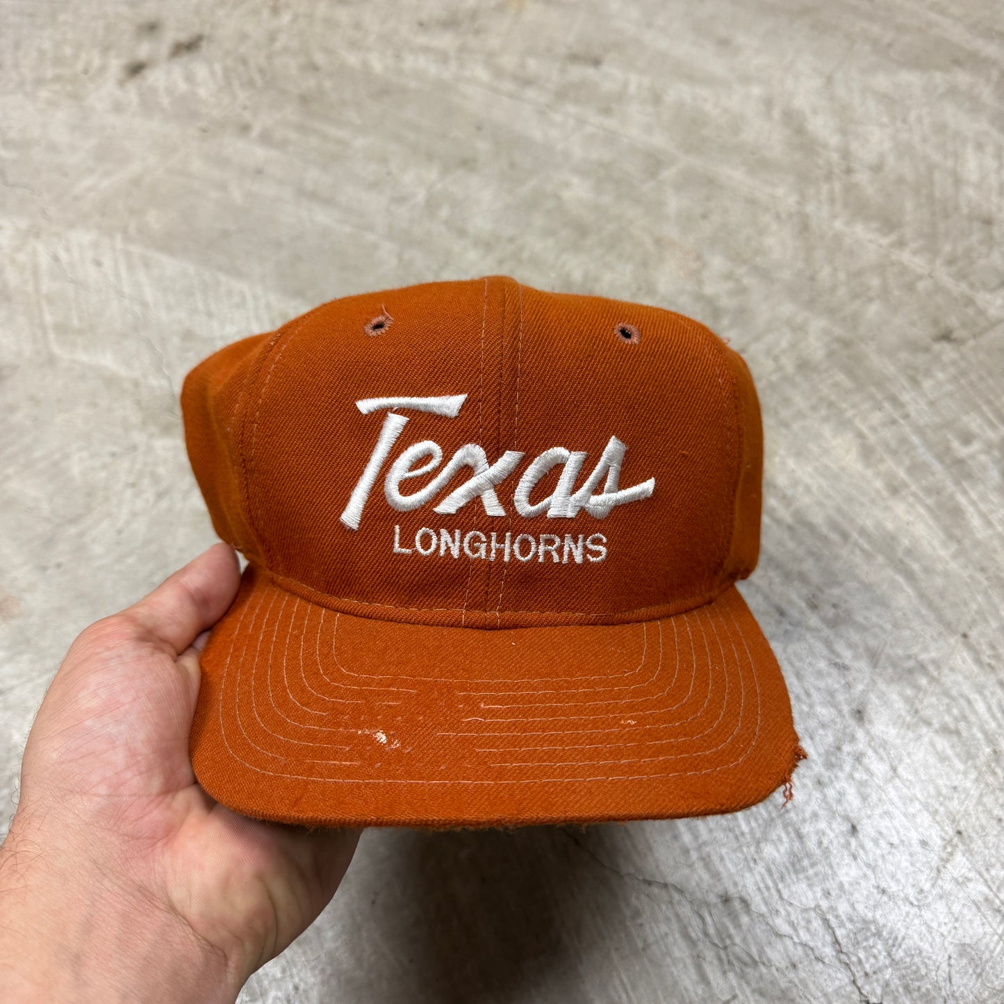 80s Orange University of Texas Longhorns Sports Specialties Single Line Script Snapback Hat