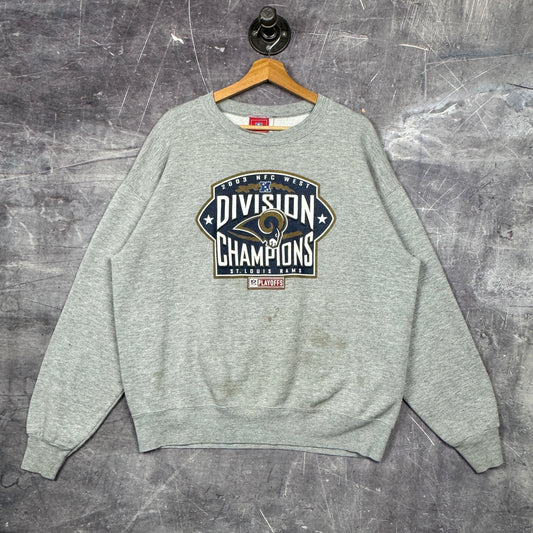 2003 Gray St. Louis Rams NFL NFC West Division Champions Crewneck Sweatshirt L 0045