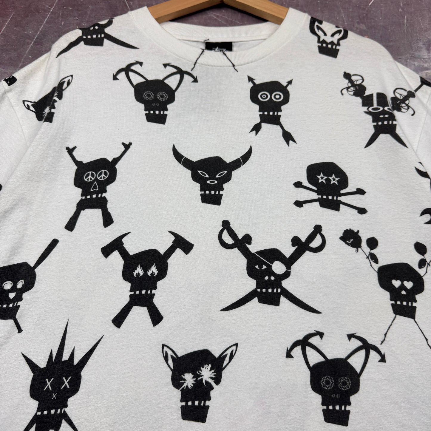 Early 00s White Stussy Futura AOP Shirt 3667