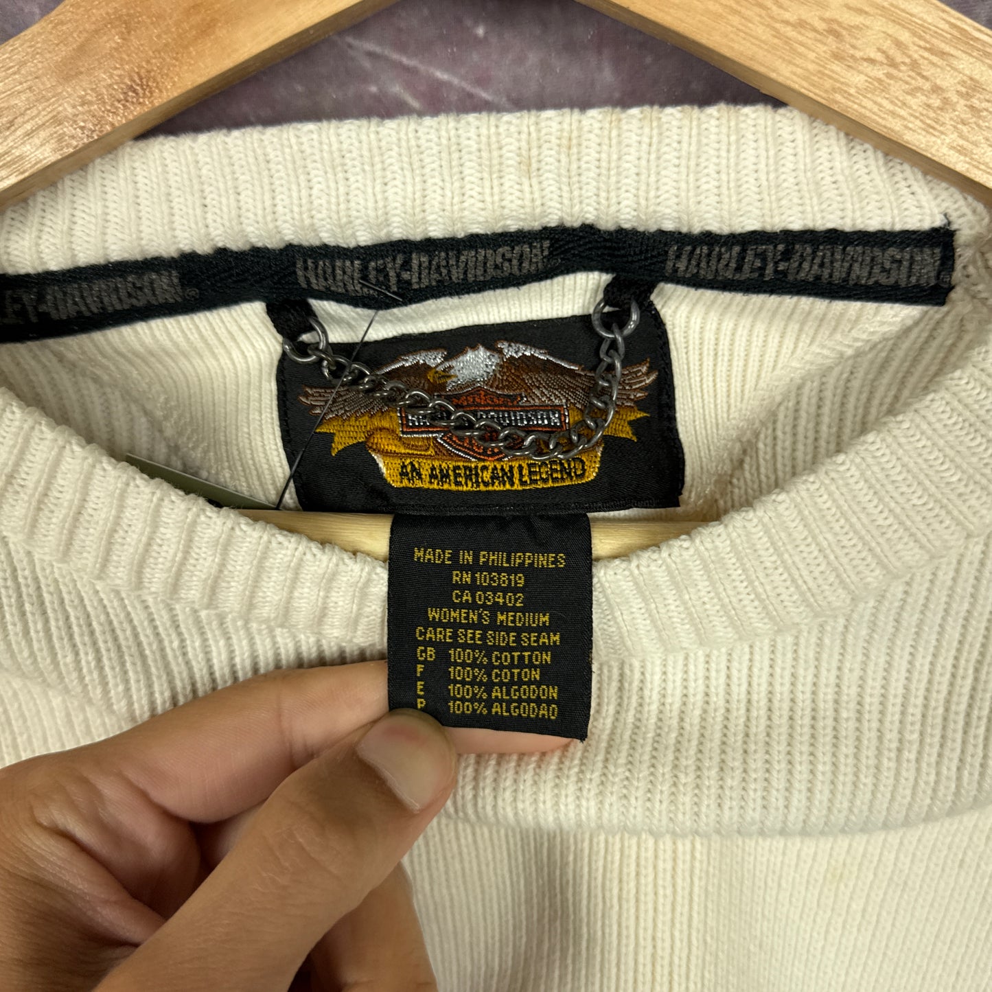 90s Off White Harley Davidson Knit Sweater 3071