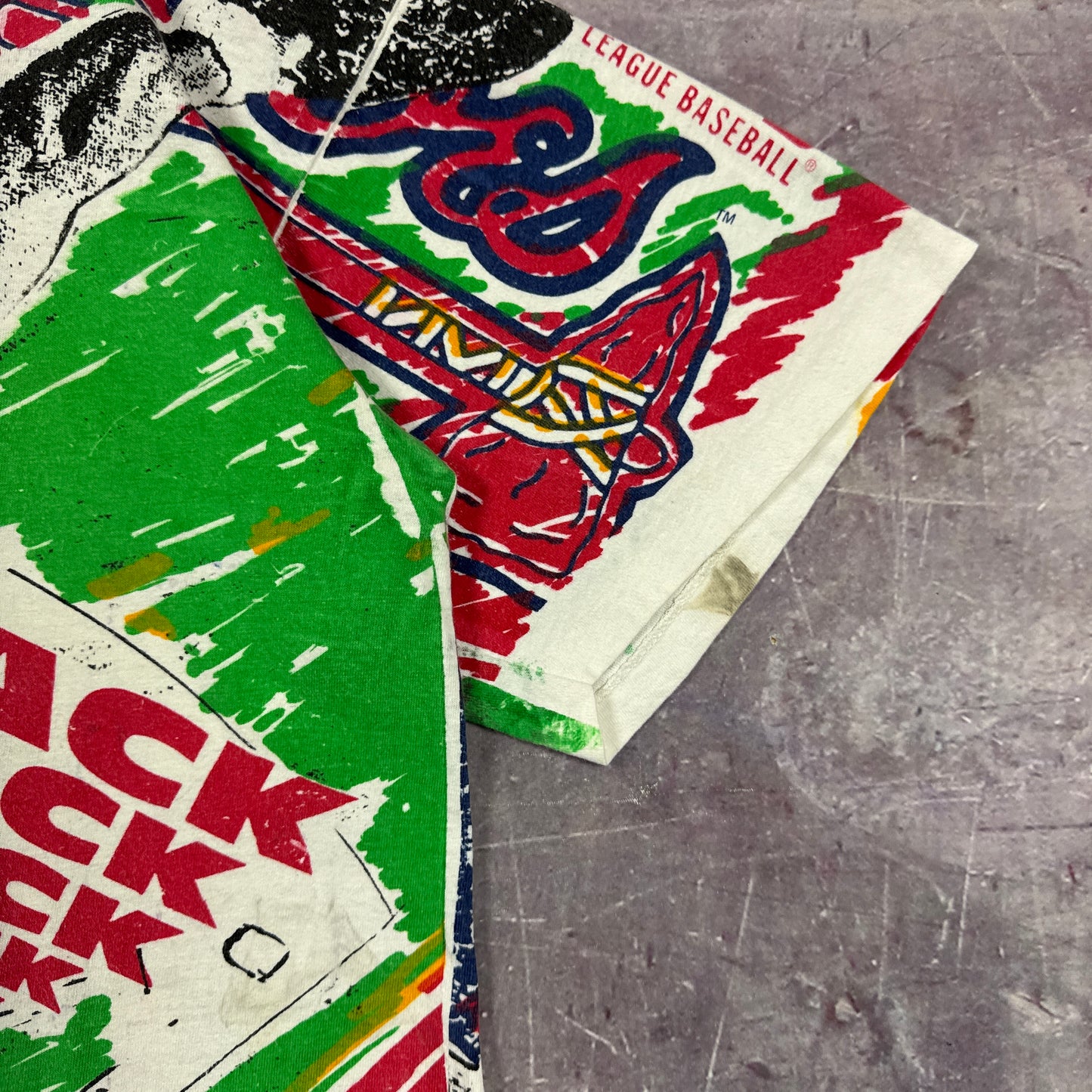 90s Atlanta Braves All Over Print Shirt 3255