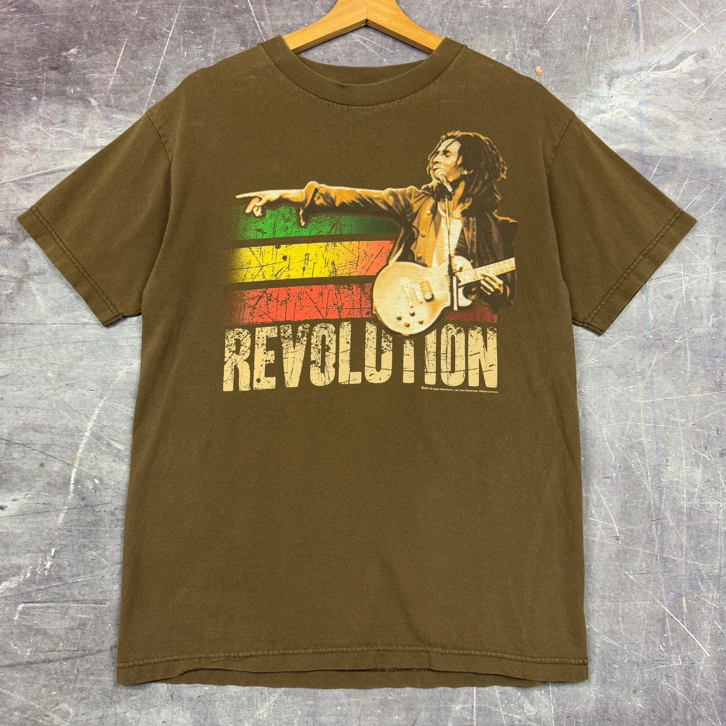 Early 00s Brown Bob Marley Revolution Graphic Shirt M 1052