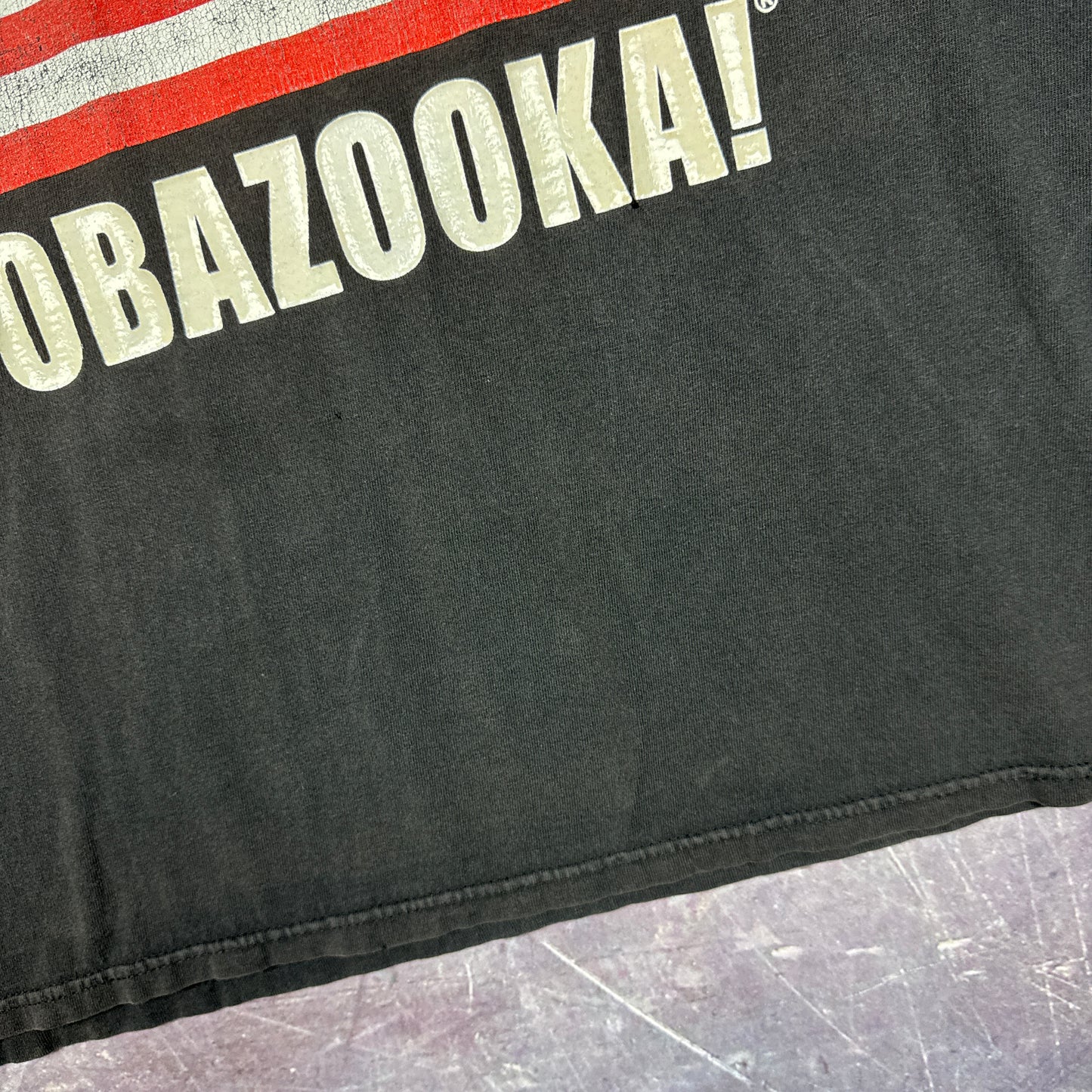 2001 Faded Black United Locobazooka USA Flag Graphic Shirt XL 2813
