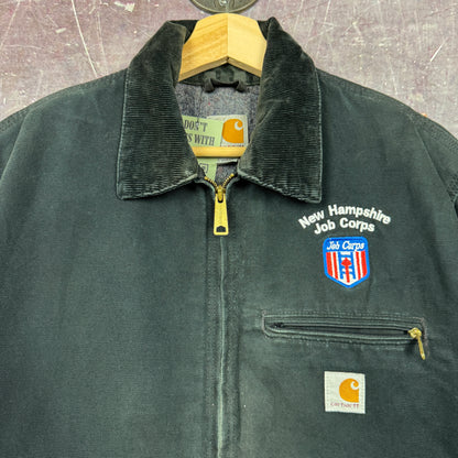 90s Black Carhartt Security Embroidered Detroit Work Jacket M 2378