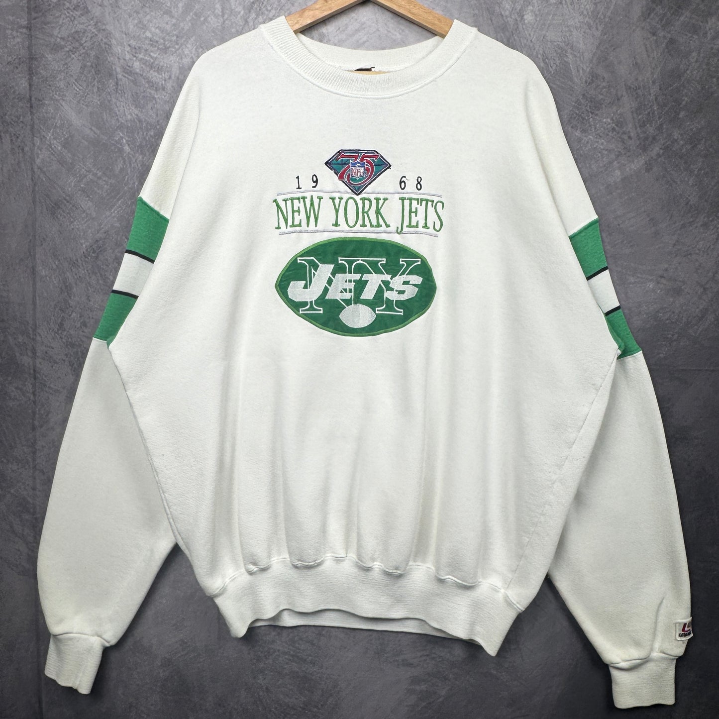 90s White New York Jets Crewneck Sweatshirt 4112
