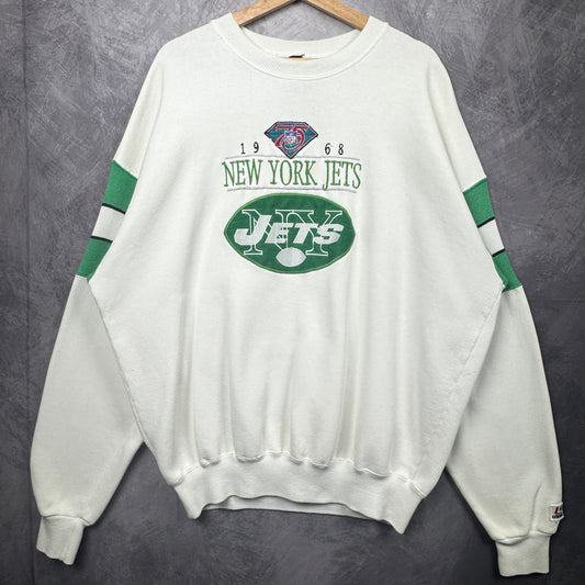 90s White New York Jets Crewneck Sweatshirt 4112