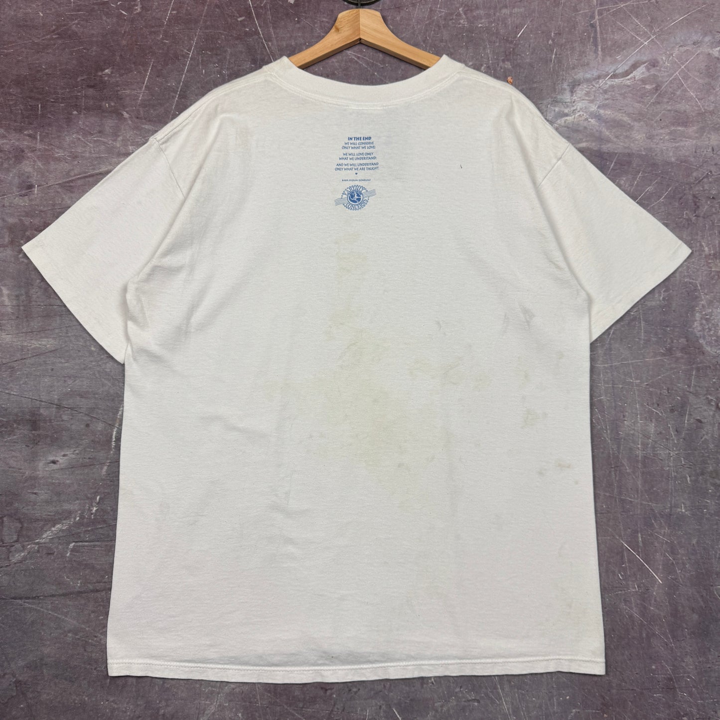 90s White Feel The Rhythm Of The Earth Animal Graphic Shirt XL 2525