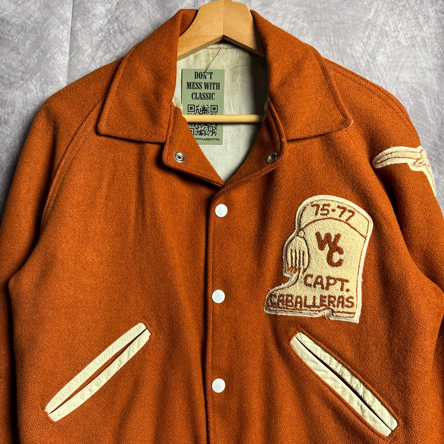 70s Orange Texas Longhorns Caballeras Varsity Jacket 4462