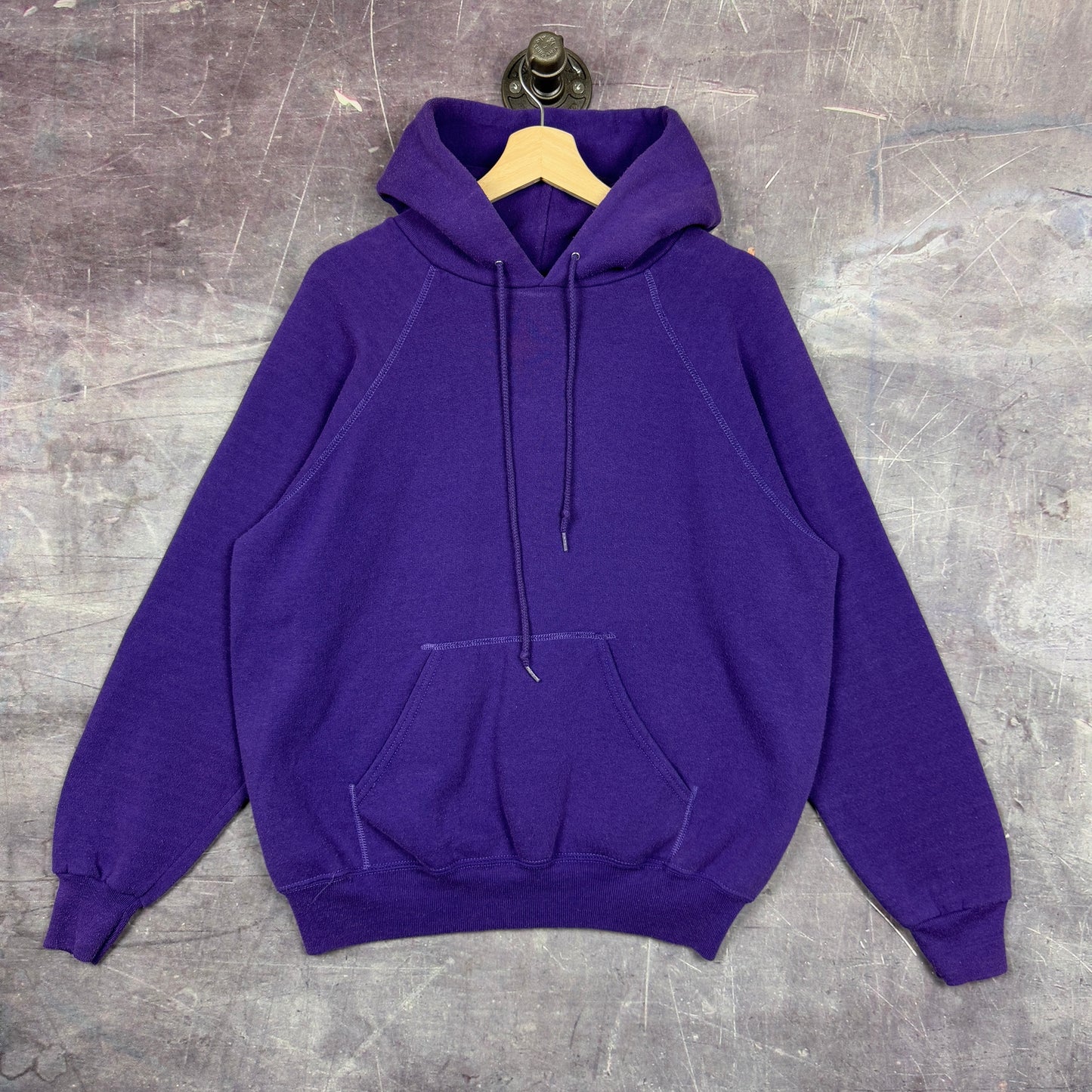 80s Purple Lee Blank Essential Hoodie M 1231