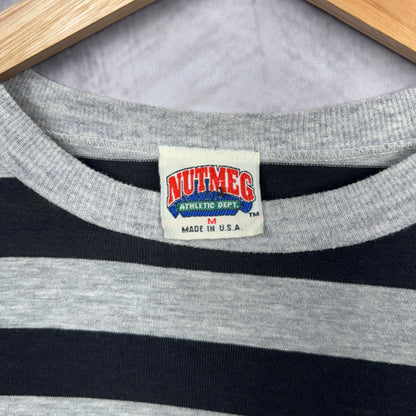 90s Grey and Black Los Angeles Raiders Striped Longsleeve Shirt 4197