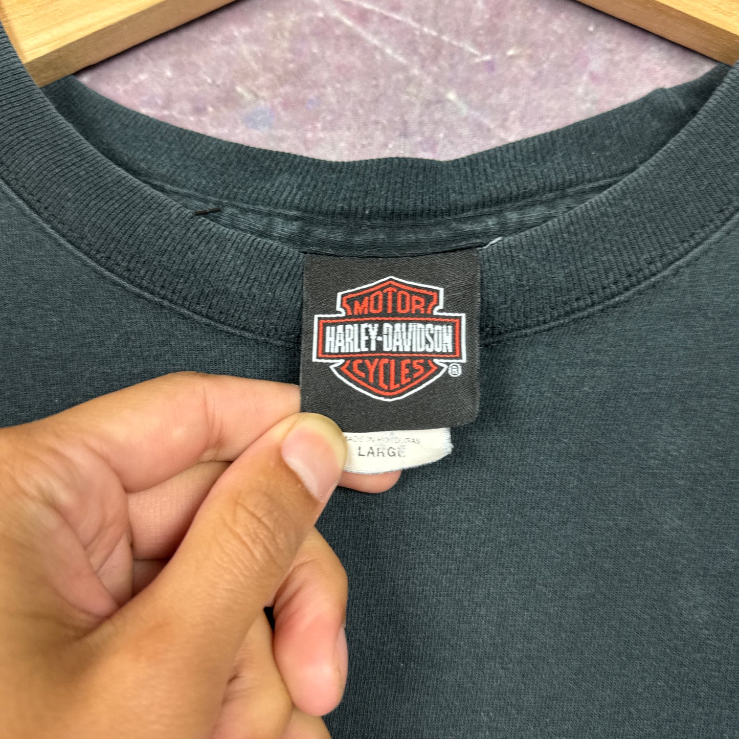 00s Navy Blue Harley Davidson Long Sleeve Shirt 3058