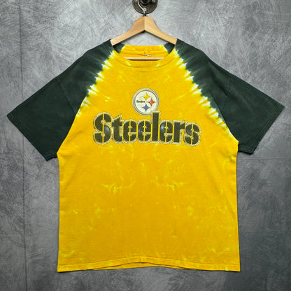 00s Yellow and Black Pittsburgh Steelers Tie Dye Shirt 4254