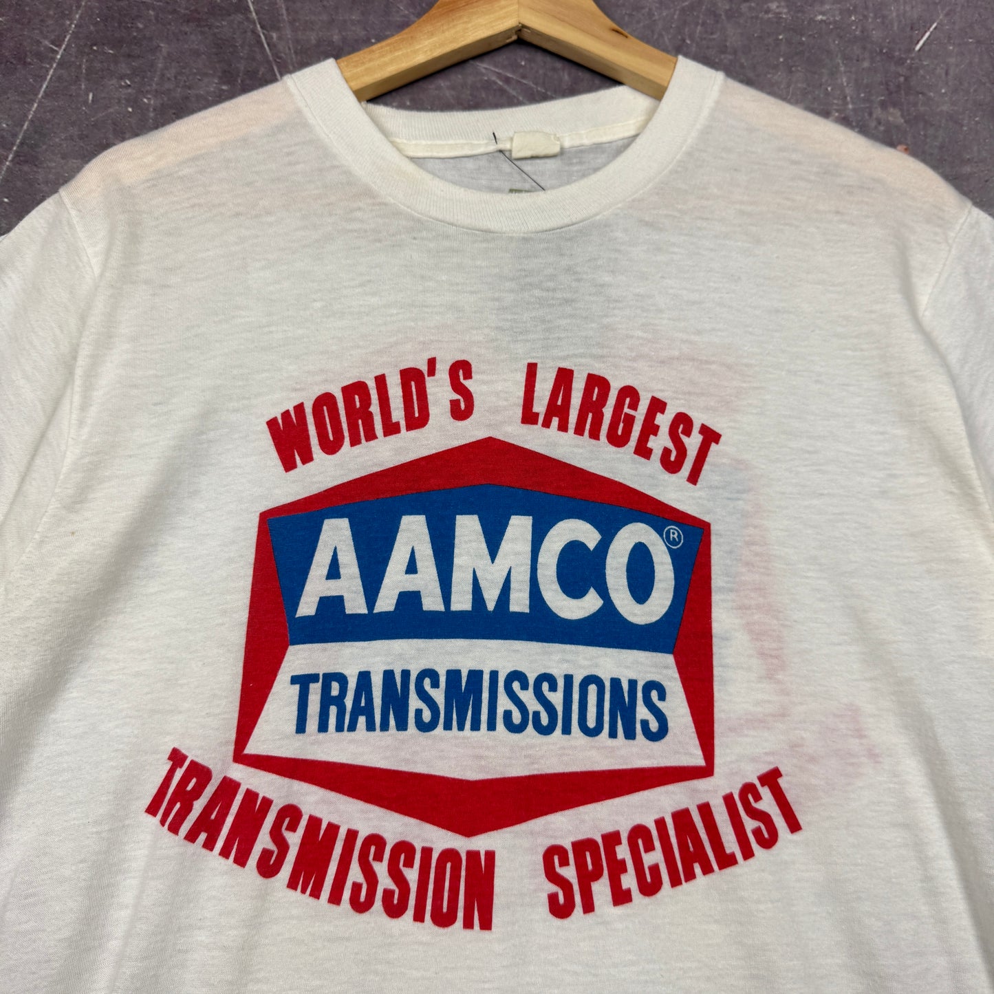 80s White AAMCO Transmissions Graphic Shirt M 0851