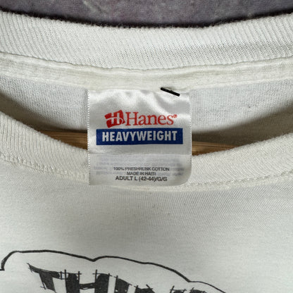 Early 00s White Think Free Tufts Freethought Society Graphic Shirt L 0860